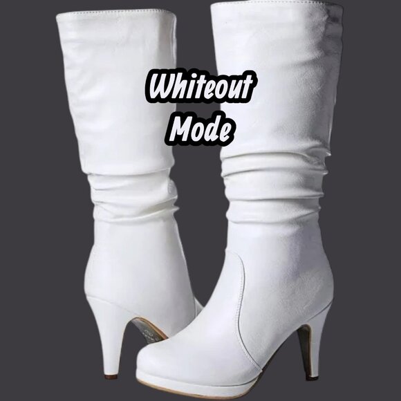 Top Moda Sleek Mid-Calf Faux Leather Boot - Slouched Shaft & Platform Heel - Picture 1 of 7